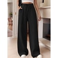 thumbnail image 4 of Women'S High Waist Slim Fit Draped Casual Tie Front Wide Leg Pants Black XXL, 4 of 9