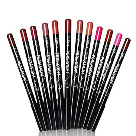 12PCs Lip Liner Pencil Waterproof Smooth Matte and Longlasting Retro Red and Pink Lipliner Pen