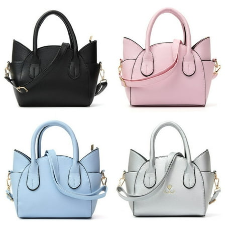 - Fashion Leather Cute Cat Face Wing Crossbody Messenger Bag Handbags For Women,Pink color