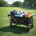 thumbnail image 3 of Carrito Vagon Plegable Multiusos con Estructura de Acero Reforzado y Ruedas para Exterior Resistentes - Carro Vagon Portatil soporta hasta 120 kg Ideal para Mandado Supermercado y Transportar (Negro), 3 of 7