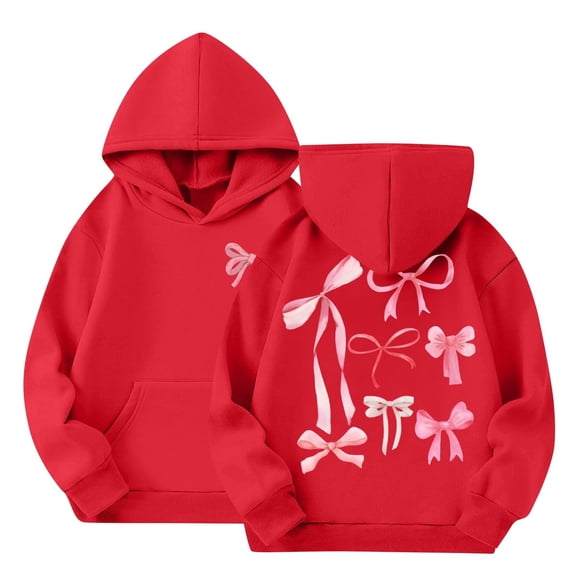 ATOGUTA Girls' Fashion Hoodies & Sweatshirts Long Sleeve Shirts Pullover Print Tee Top Kid Clothes Size 2T-14, Red
