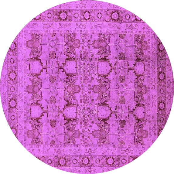 Ahgly Company Indoor Round Oriental Purple Traditional Area Rugs, 3' Round
