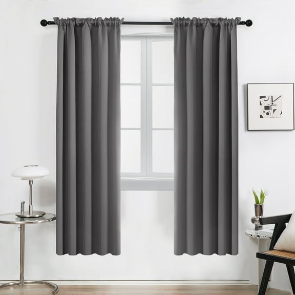 Deconovo Blackout Curtains Rod Pocket Room Darkening Window Treatment for Living Room, Set of 2, 42 x 72 inch, Light Gray