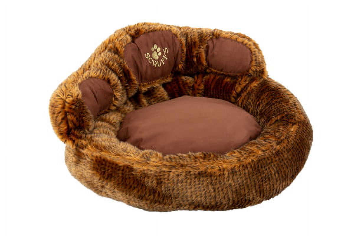 Scruffs® Bear Paw Pet Bed, Perfect for Cats and Dogs, Plush Faux Fur w/ Faux Suede Center, Non-Slip Base, Unmatched Cushioning and Insulation, Brown Bear