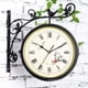 thumbnail image 2 of Reloj de pared de doble cara con soporte colgante, diseño de gallo, estilo vintage para jardín, para interior. Negro, 2 of 8