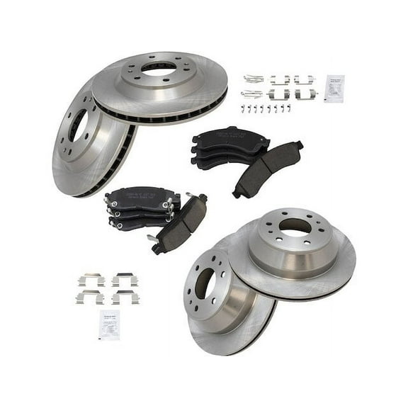 Front and Rear Brake Pad and Rotor Kit - Compatible with 2002 - 2005 GMC Envoy 4.2L 6-Cylinder 2003 2004