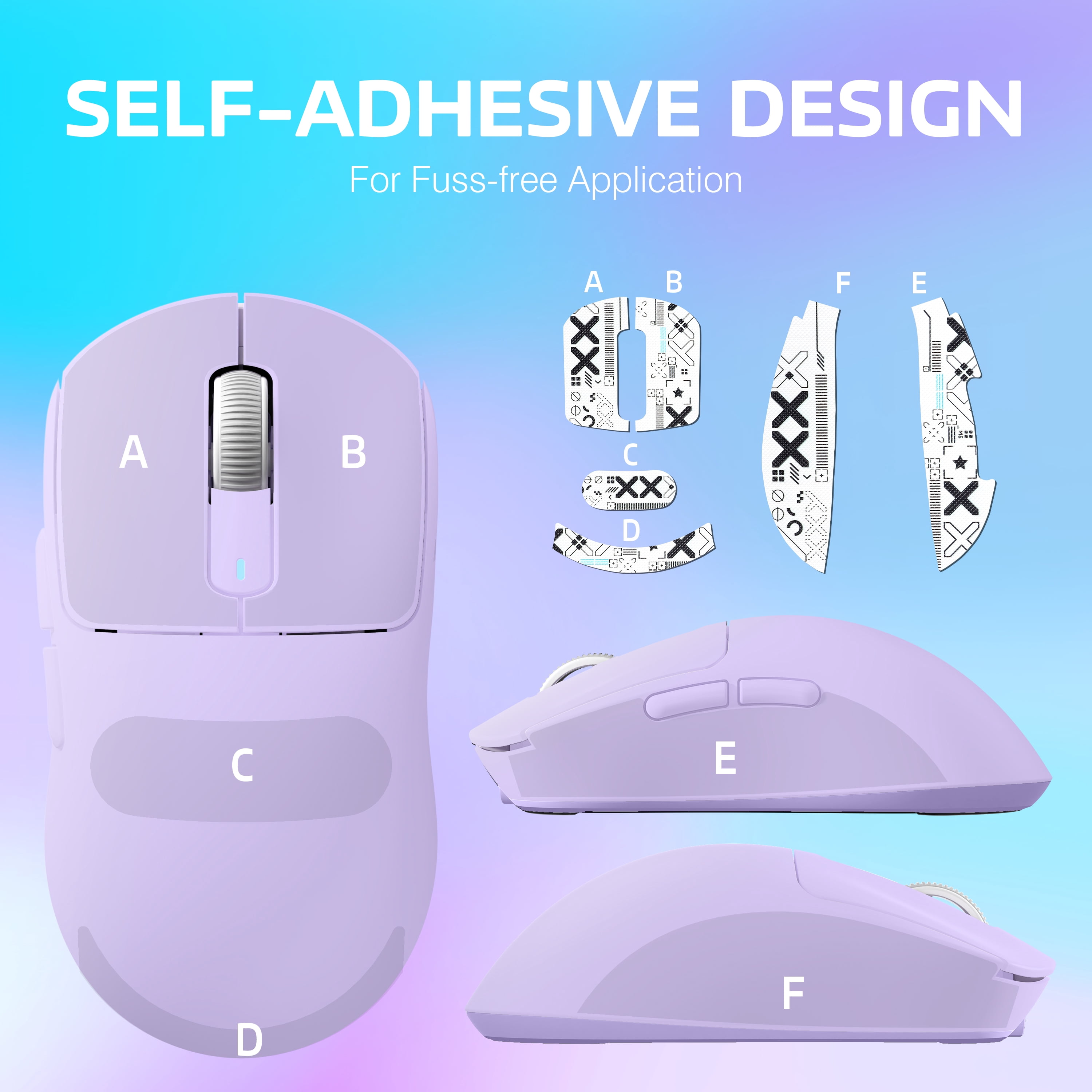 ATTACK SHARK X3 Wireless Gaming Mouse, 49g Ergonomic Design, Tri-Mode Bluetooth/2.4G/USB-C Wired, PAW3395 Optical Sensor, 26000 DPI, Programmable Buttons, for PC/Laptop/Mac, Purple with Griptape