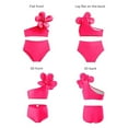 thumbnail image 3 of GYRATEDREAM Toddler Baby Girl's 2 Piece Bikini Set One Shoulder Solid Color High Waisted Swimsuit Kids Bathing Suit Swimwear Rose Red for 2-12Y, 3 of 4