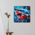 thumbnail image 3 of 14 Inch Wall Clock Battery Operated Square Clock for Office, Kitchen, Outdoor, Living Room,Great White Shark Ocean Lovely, 3 of 4