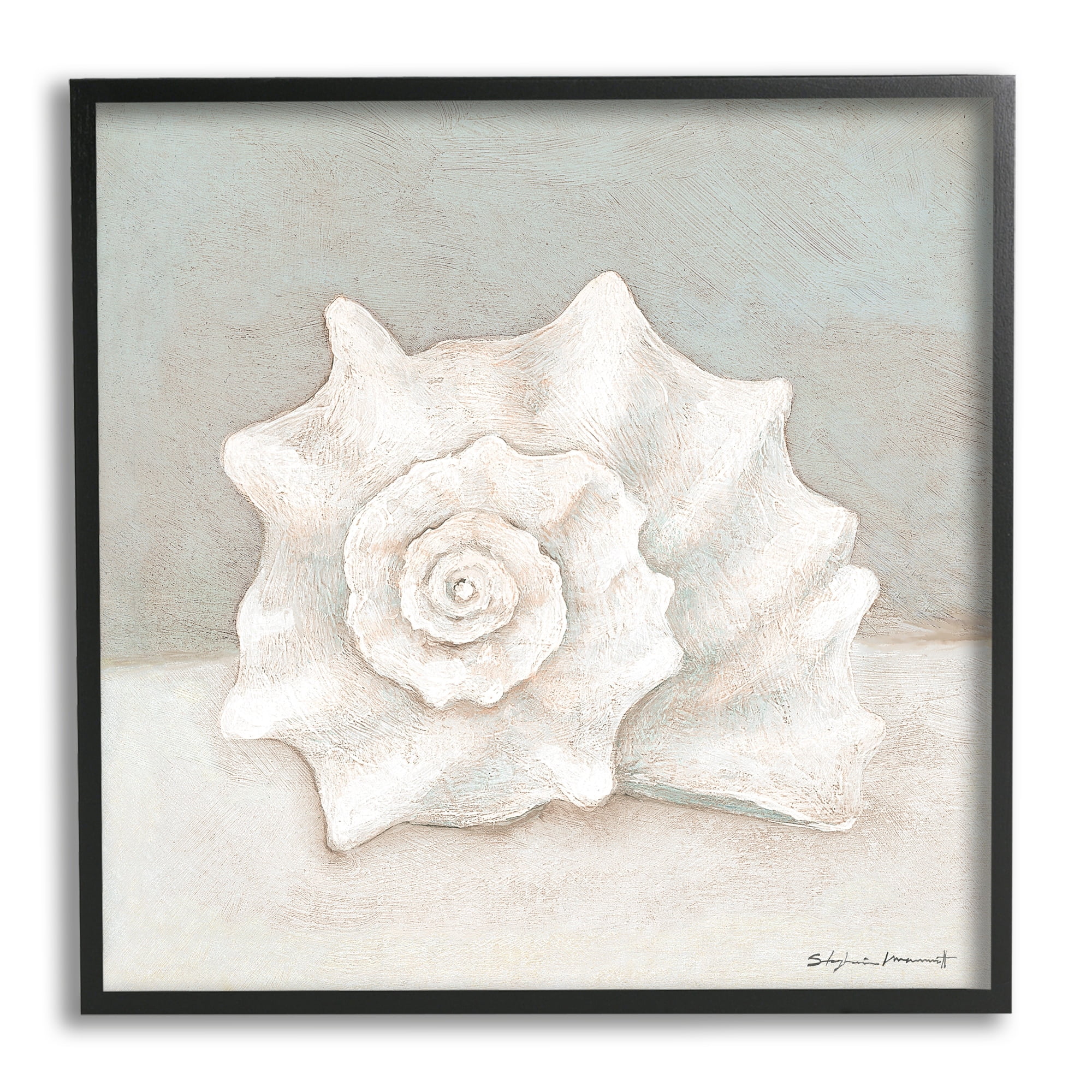 Stupell Industries Conch Shell Minimal Beige Grey Seashell Nautical Animal, 17 x 17, Design by Stephanie Workman Marrott