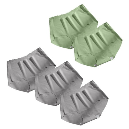 ATOYSOY Women s Stretchy Solid Panty Comfy Shapewear Control Briefs Seamless for Ladies Classic Briefs Silk Hip Lifting Panties  5 Pack Mid Waist Underpants Clearance Multipack Green XL