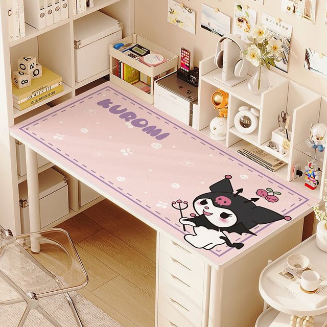 Tapete de escritorio Kawaii Hello Kitty impermeable Sanrio lindo dibujo animado Cinnamoroll Melody mantel de cuero Kuromi decoración de la habitación para niña