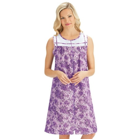 - Women's Floral Zip-Front Cotton Poly Pocket Shift Duster House Dress, Xx-Large, Lilac