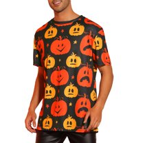 INSPIRE CHIC Halloween T-Shirts for Men's Short Sleeves Pumpkin Printed Graphic Tee Tops