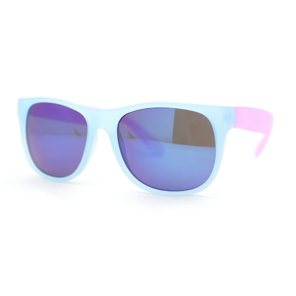 Photochromic Color Changing Frame Matte Sport Horn Rim Sunglasses Blue Pink - Blue Mirror