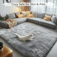thumbnail image 5 of Pentantan Shag Area Rugs, 5ft x 8ft Soft Fluffy Indoor Carpet for Living Room Bedroom Decor, Light Gray, 5 of 9