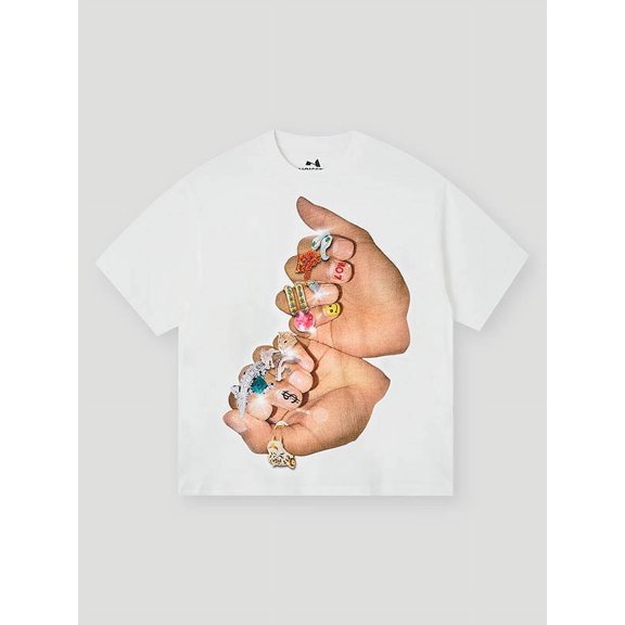 BOUNCE BACK Finger Graffiti Diamond Ring Printed Tee