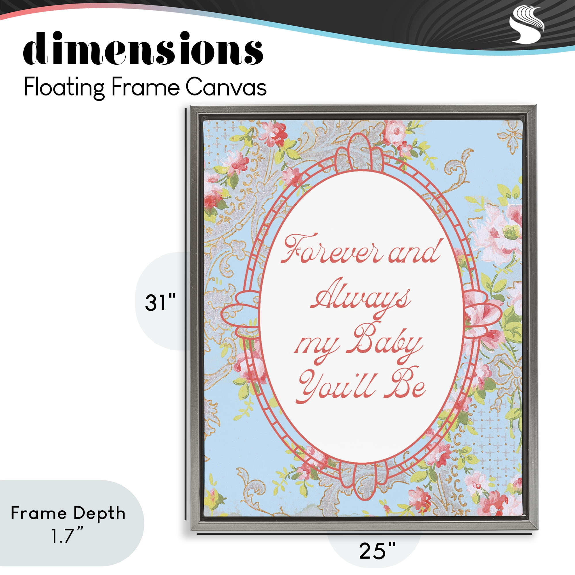 Stupell Industries Forever And Always My Baby Gray Framed Floater Canvas Wall Art, design by Lil' Rue