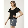 thumbnail image 3 of Moomaya Women Solid Cotton Short Sleeves Crop Top, Smocked Casual Peplum Top, 3 of 8