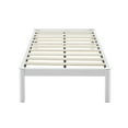 Mainstays Wood Slat White Metal Platform Bed Frame, Twin