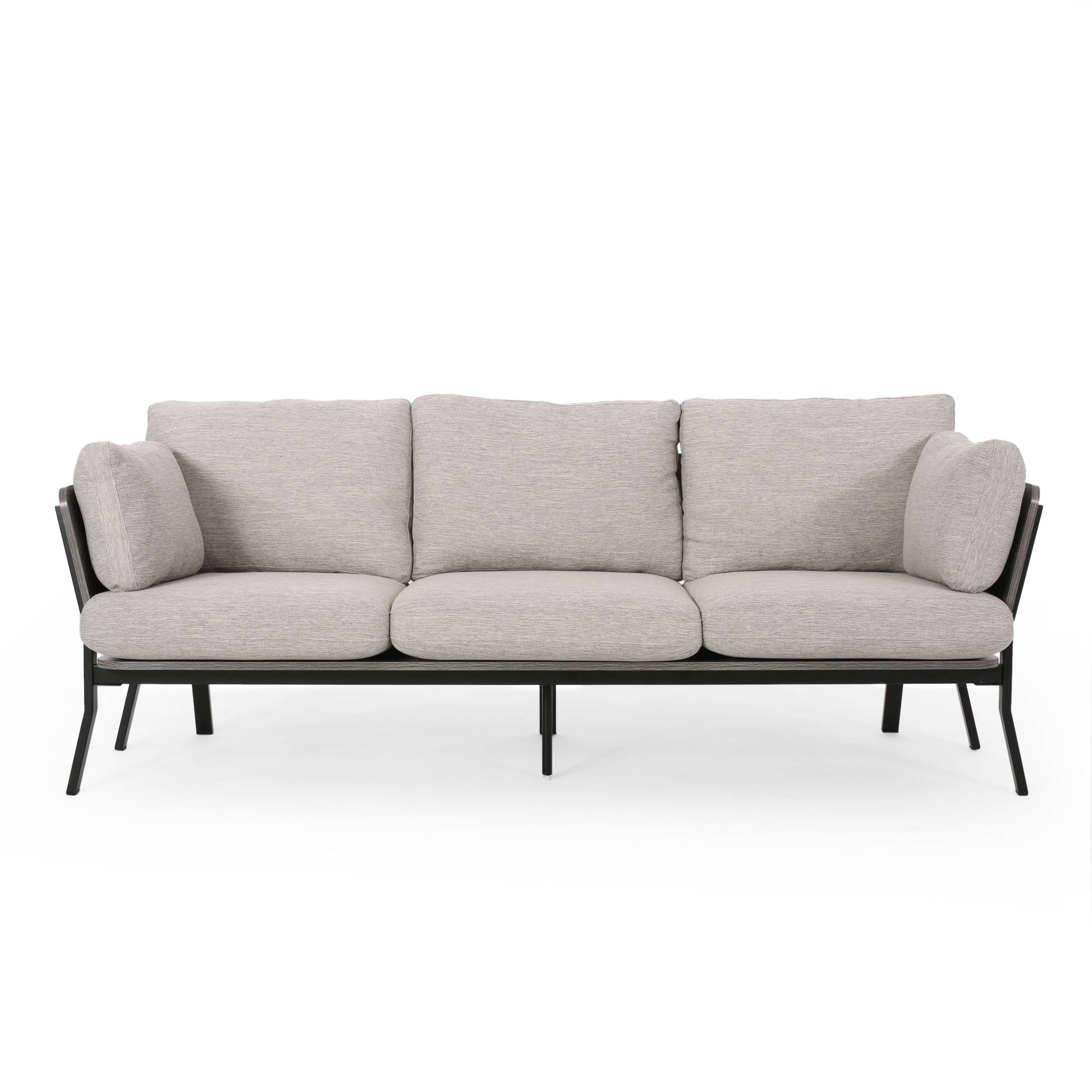 Noble House Zachariah 3 Seater Wood Frame Sofa, Light Grey