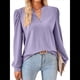 thumbnail image 2 of Blusas para Mujer, Elegantes, Informales, con Cuello en V, Larga, Blusas para Mujer con Mangas Abullonadas Púrpura L, 2 of 10