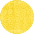 thumbnail image 1 of Ahgly Company Machine Washable Indoor Round Oriental Yellow Traditional Area Rugs, 3' Round, 1 of 4