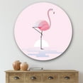 thumbnail image 2 of Designart 'Standing On One Toes Pink Flamingo' Farmhouse Circle Metal Wall Art 36x36 - Disc of 36, 2 of 5