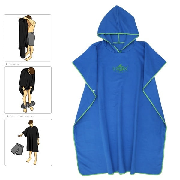 Pluokvzr Changing Robe Towel Poncho Microfiber Changing Robe Towel for Beach Bath Swimming Surf Hood Poncho Towel Quick Dry Towel Dressing Gown for