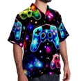 thumbnail image 2 of Game Controller Men's Short Sleeve Poplin Shirt, Casual Button Down Shirts, Printed Summer Beach Shirt, Unisex Casual Button Down Top, 2 of 6