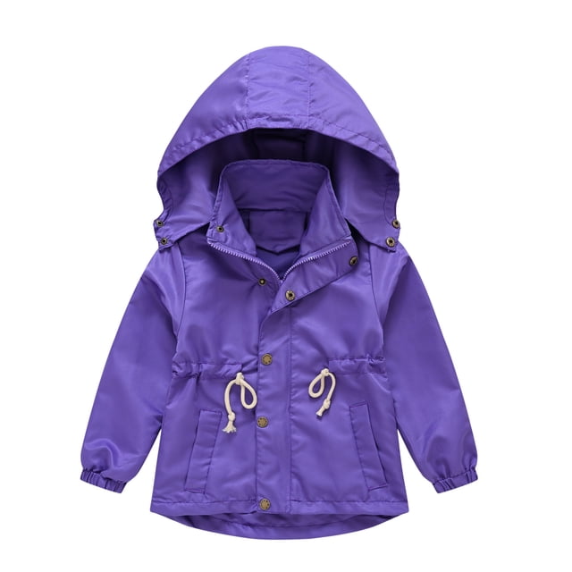 Gibobby Chamarra niñaAbrigo de invierno para niños y niñas con bolsillo, chaqueta con capucha, cremallera para niños pequeños, prendas de vestir a de vie(Morado, 4-5 Años)