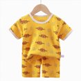 thumbnail image 4 of TOWED22 Newborn Infant Toddler Baby Boy Clothes 2pcs Dinosaur Truck Print Round Neck Short Sleeve Shirt Elastic Shorts Outfits(Yellow,4-5 Y), 4 of 4