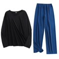 thumbnail image 2 of Weiqiqre Ensemble de Sport Décontracté pour Hommes, Couleur Unie, Col Rond, Manches Longues Élastiques, 2 of 3