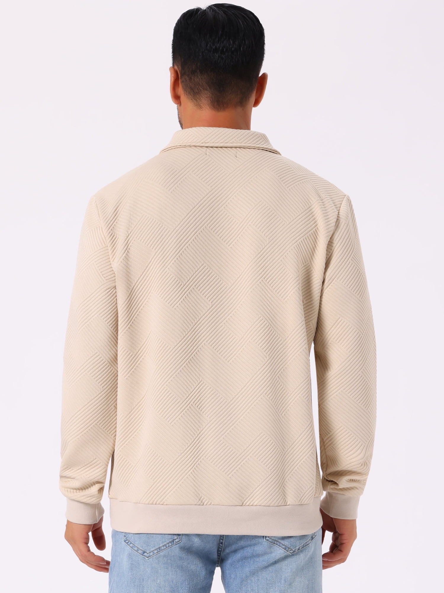 DARING DIVA Zip Pullover Long Sleeve Knitted Sweatshirts S Beige