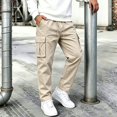 thumbnail image 6 of Yungyresw Mens Cargo Pants Relaxed Fit Solid Straight Leg Athletic Pants Multi Pockets Comfy Casual Trousers Fall Winter Outfits Khaki S, 6 of 7