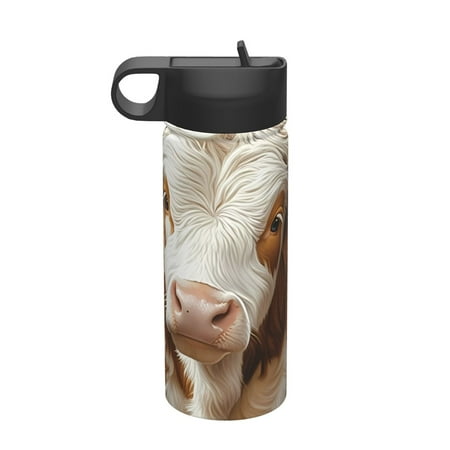 

Ocsxa Rustic Cow Butterflies Champagne Print 18 oz Insulated Water Bottle With Straw Stainless Steel Sports Water Cup Flask Wide Mouth Travel Thermal Mug for Home Office or Car