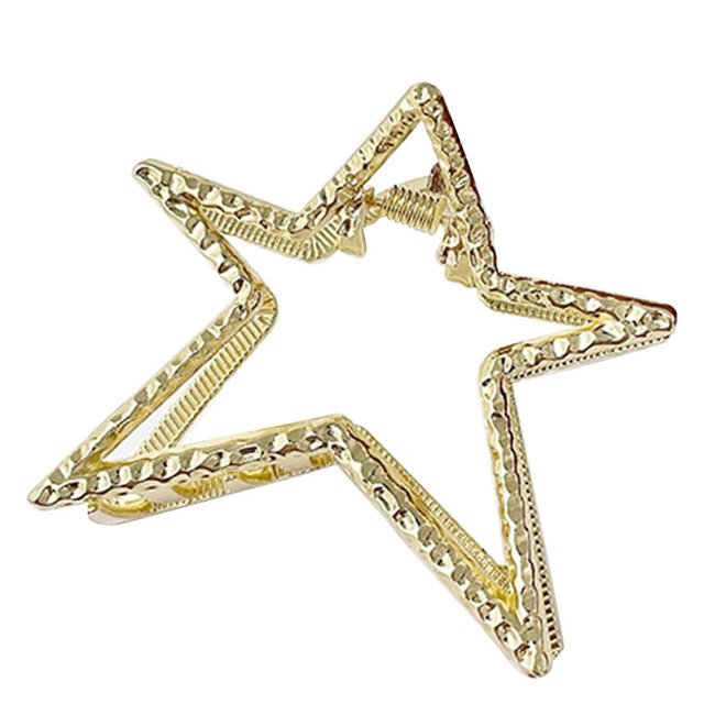 Fashion Hollow Alloy Shiny Star Hair Clip Small Dating Party Hairpin Gold