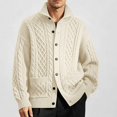 thumbnail image 2 of Babcutegg Big and Tall Mens Turtleneck Cardigan Sweater Cable Knit Vintage Casual Button Down Sweaters with Pockets Size 3XL, 2 of 9