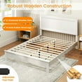 thumbnail image 4 of YYAo Bed Frame Platform,Queen Size Bed Frame Platform Slat High Headboard Bedroom with Rubber Wood Leg-White, 4 of 6