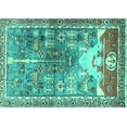 thumbnail image 1 of Ahgly Company Machine Washable Indoor Rectangle Persian Turquoise Blue Traditional Area Rugs, 7' x 9', 1 of 4
