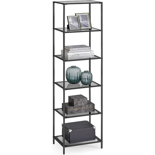 Glass Shelf Bookshelf Storage Rack Tempe Glass Easy Assembly for Bathroom Living Room Bedroom Office Pale Gold ULGTG