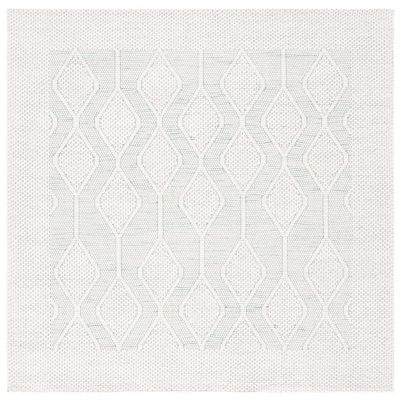 SAFAVIEH Marbella Sharalyn Bordered Area Rug, Ivory/Blue, 6' x 6' Square
