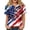 Blue(American Flag Stars Striped), variant on 250 Anniversary USA Flag Shirts for Women Short Sleeve 4th of July Patriotic Summer Tops for Women Trendy Button V-Neck American Flag Stars Striped Independence Day Clothes Blue XXXL