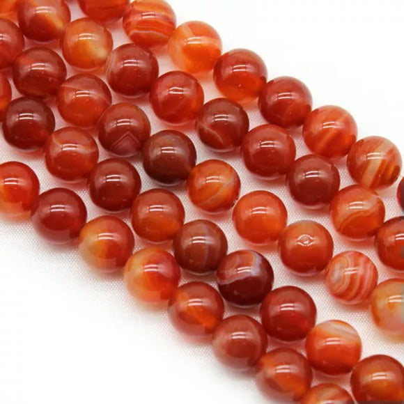 HOOUN Natural Red Stripe Agate Gemstone Round Loose Beads 6mm 8mm 10mm 12mm 15.5"-8 mm
