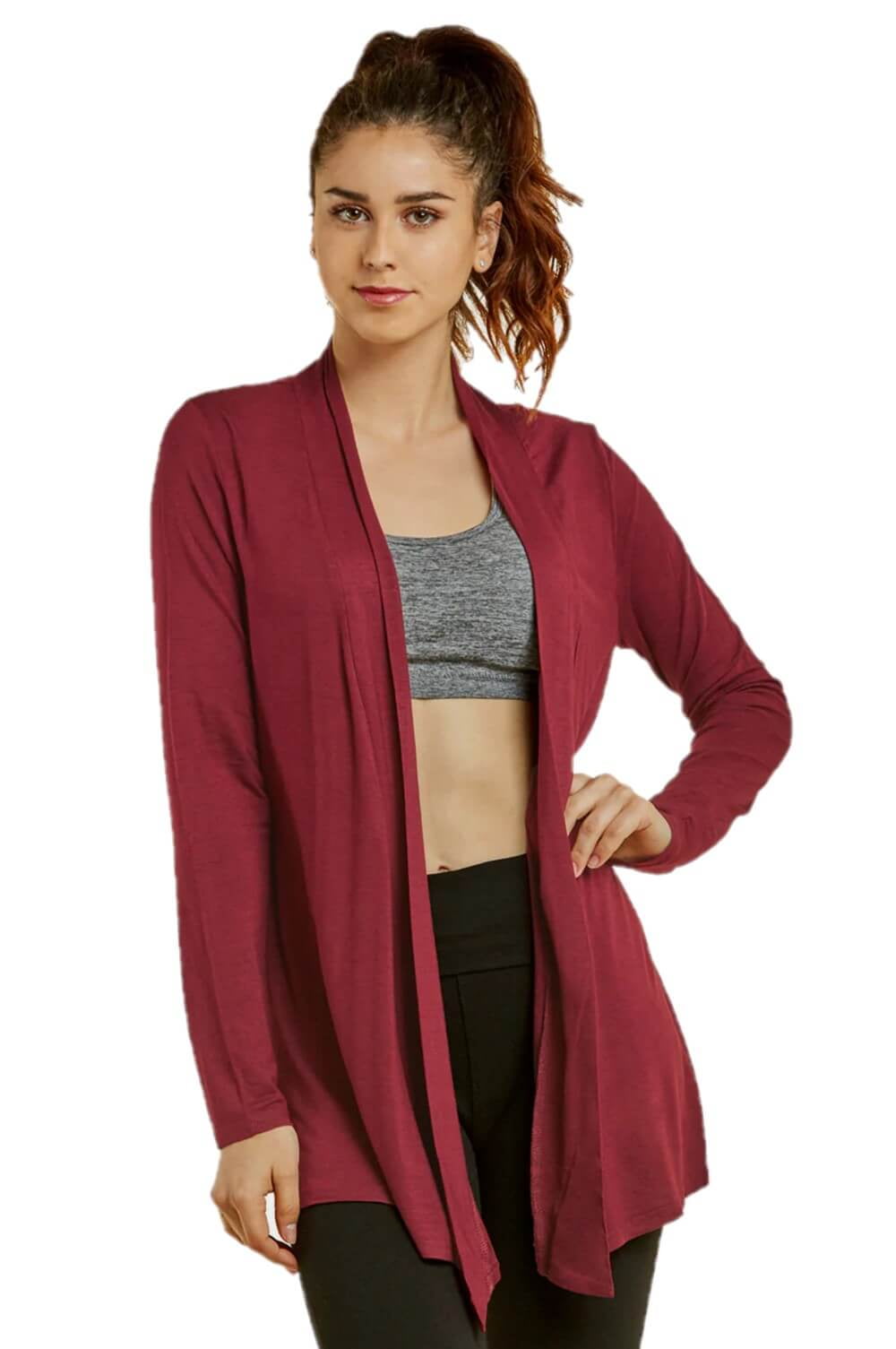 Maroon open top front cardigan