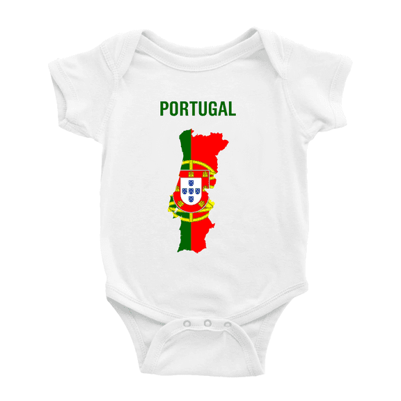 Portugal Map Flag Baby Romper (White, 3-6 Months)