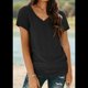 thumbnail image 4 of Camiseta Informal con Cuello en V para Mujer, Talla XXL, Color Negro, 4 of 9
