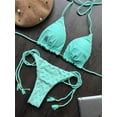 thumbnail image 3 of Conjunto de bikini con hombro descubierto para mujer, traje de baño de dos piezas con realce, cintura alta, color negro, 2024, 3 of 5