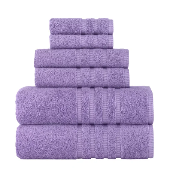 Huba Homes Rosyn Hotel and Spa Quality 6 Piece Bath Towel Set 100% Turkish Cotton Soft Purple