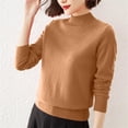thumbnail image 4 of Antinious Womens Solid Mock Neck Knitted Long Sleeve Sweater Blouse,Sweatshirt for Women,Going Out Tops for Women,Gold,M, 4 of 4